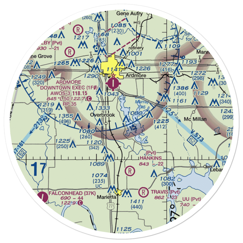 Lake Murray State Park Airport (1F1) VFR Sectional Sticker (30 mile) 
