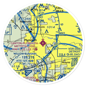 Canton-Plymouth-Mettetal Airport (1D2) VFR Sectional Sticker (20 mile)