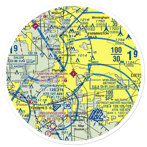 Canton-Plymouth-Mettetal Airport (1D2) VFR Sectional Sticker (30 mile)
