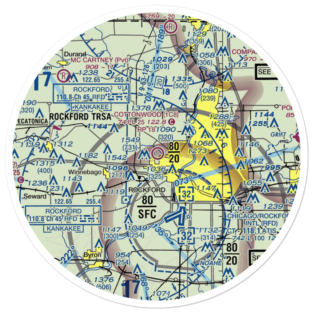 Cottonwood Airport (1C8) VFR Sectional Sticker (30 mile) 