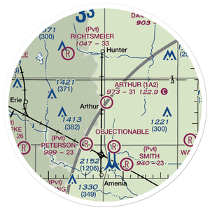 Arthur Airport (1A2) VFR Sectional Sticker (20 mile)