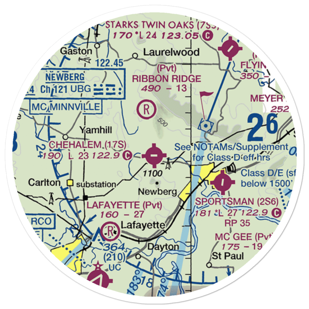 Chehalem Airpark (17S) VFR Sectional Sticker (20 mile) 