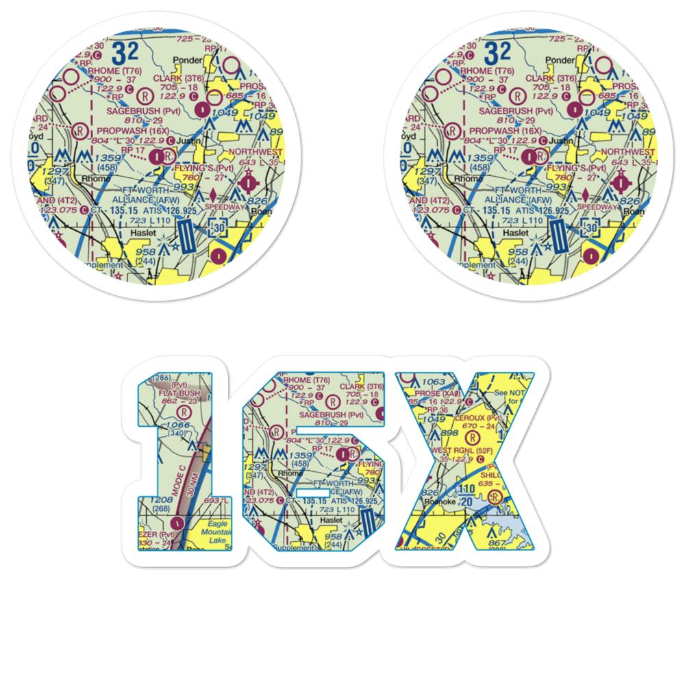 Propwash Airport (16X) VFR Sectional Sticker Pack 