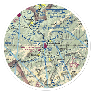 Myrtle Creek Municipal Airport (16S) VFR Sectional Sticker (30 mile)