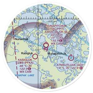 Nunapitchuk Airport (16A) VFR Sectional Sticker (20 mile)