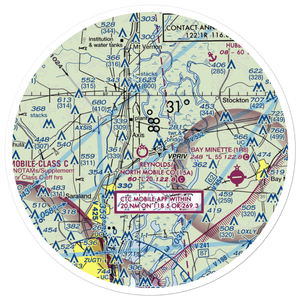 Mark Reynolds/North Mobile County Airport (15A) VFR Sectional Sticker (30 mile)