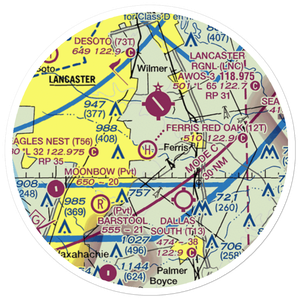 Ferris Red Oak Municipal Heliport (12T) VFR Sectional Sticker (20 mile)