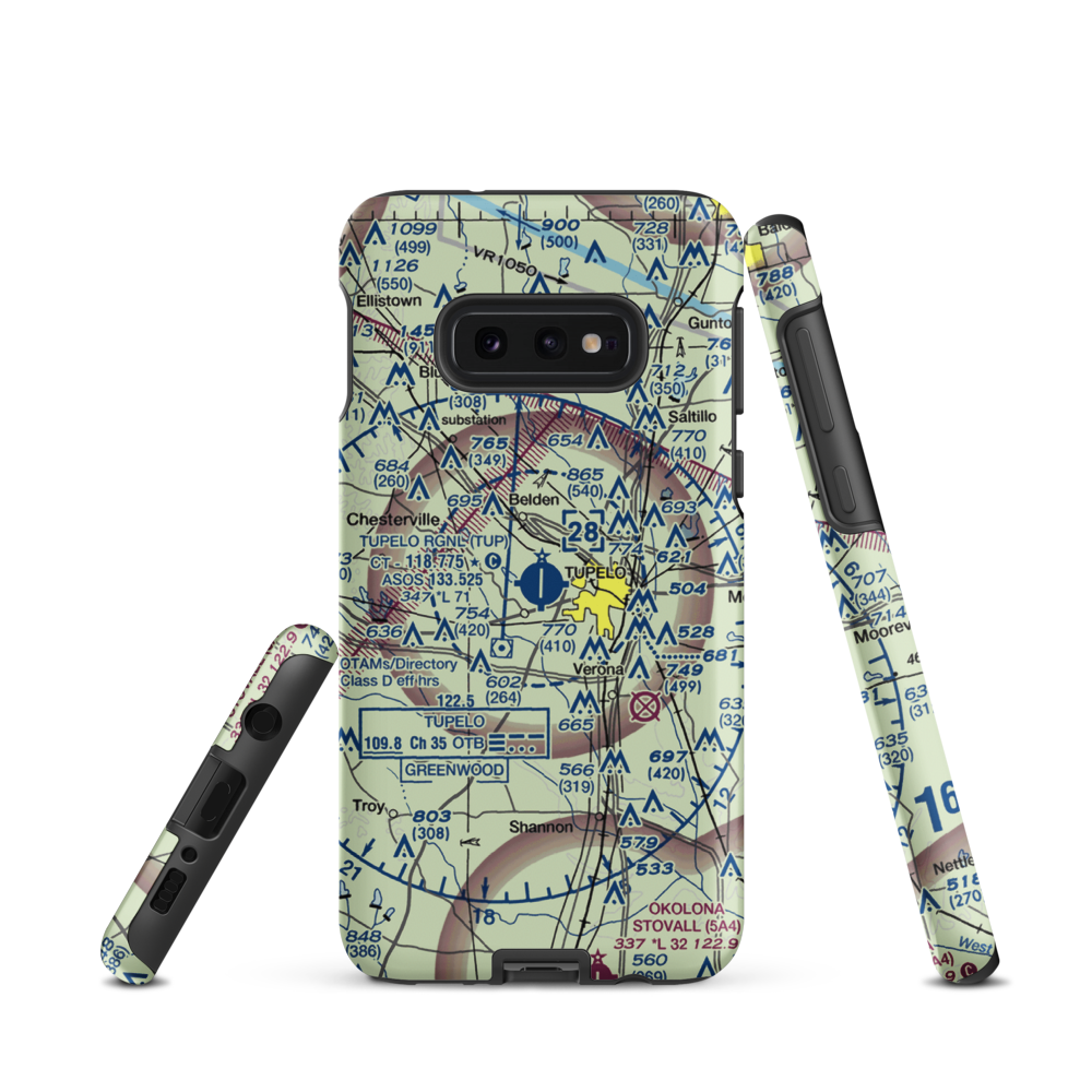 Tupelo Regional Airport (TUP) VFR Sectional Samsung Phone Case Samsung Galaxy S10 Plus model shown