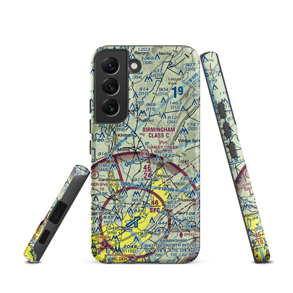 Turkey Creek Airport (AL16) VFR Sectional Samsung Phone Case Samsung Galaxy S22 model shown