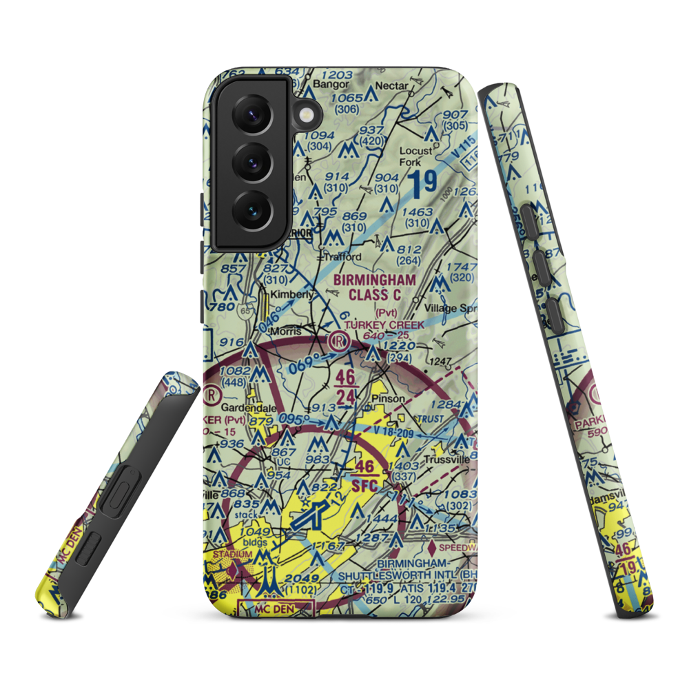 Turkey Creek Airport (AL16) VFR Sectional Samsung Phone Case Samsung Galaxy S22 Plus model shown