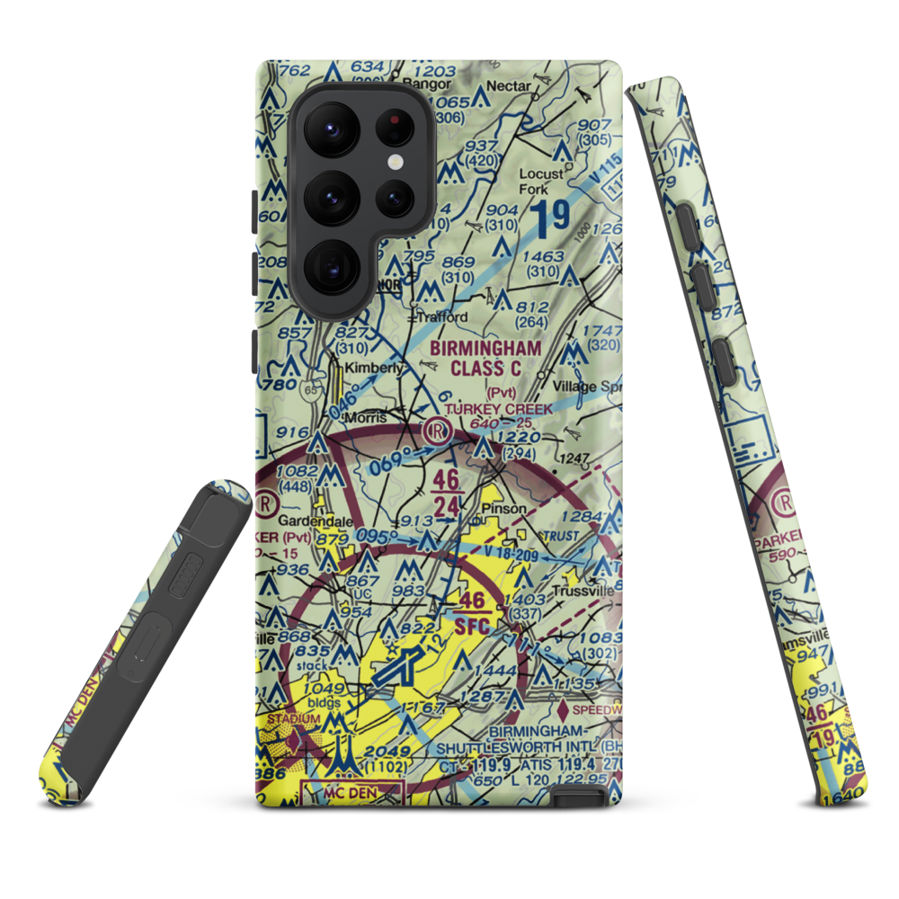 Turkey Creek Airport (AL16) VFR Sectional Samsung Phone Case Samsung Galaxy S22 Ultra model shown