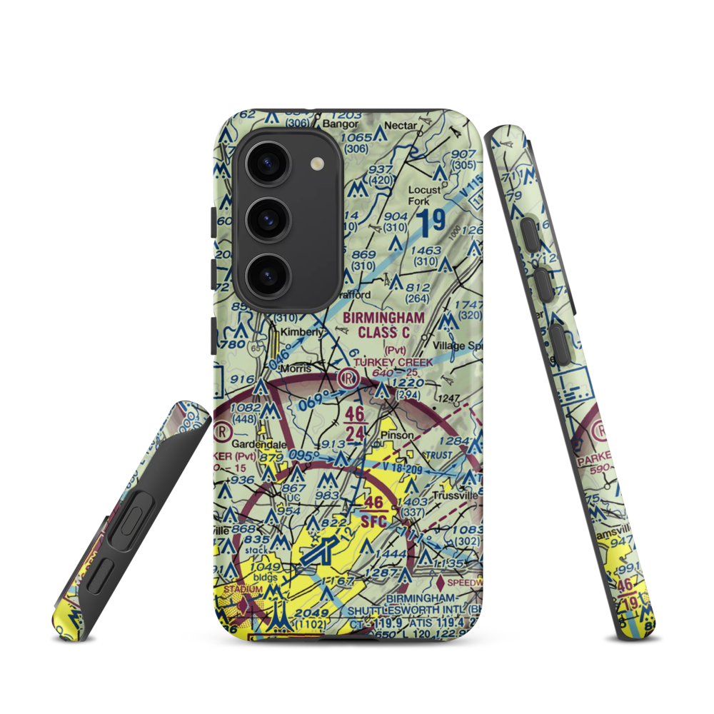 Turkey Creek Airport (AL16) VFR Sectional Samsung Phone Case Samsung Galaxy S23 model shown