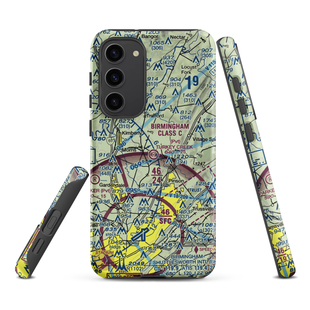 Turkey Creek Airport (AL16) VFR Sectional Samsung Phone Case Samsung Galaxy S23 Plus model shown
