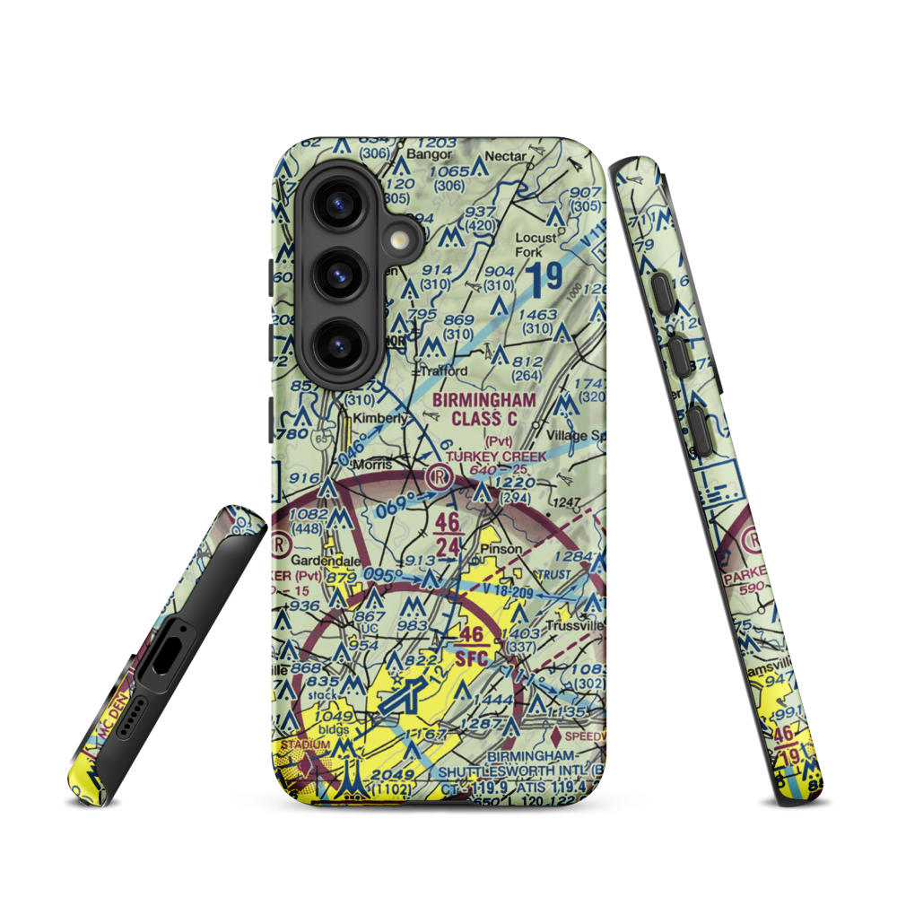 Turkey Creek Airport (AL16) VFR Sectional Samsung Phone Case Samsung Galaxy S24 model shown
