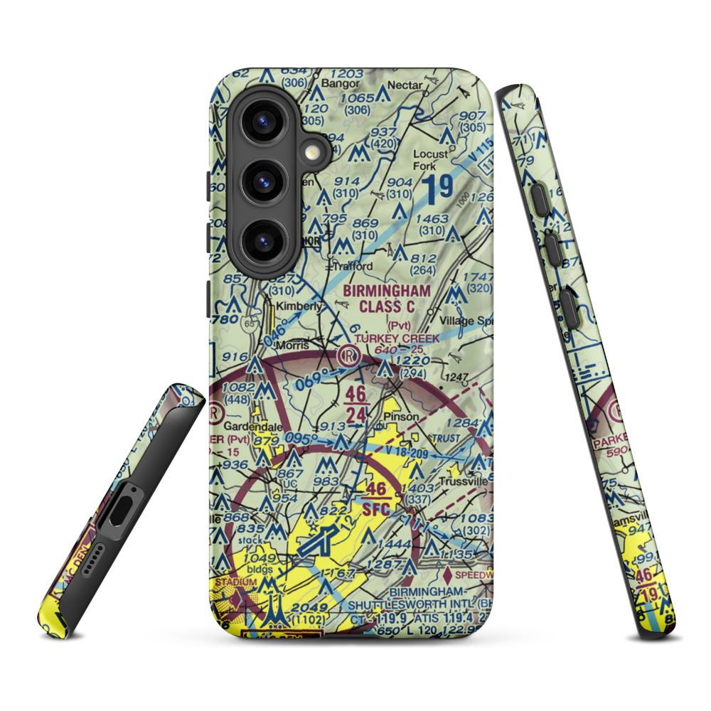 Turkey Creek Airport (AL16) VFR Sectional Samsung Phone Case Samsung Galaxy S24 Plus model shown
