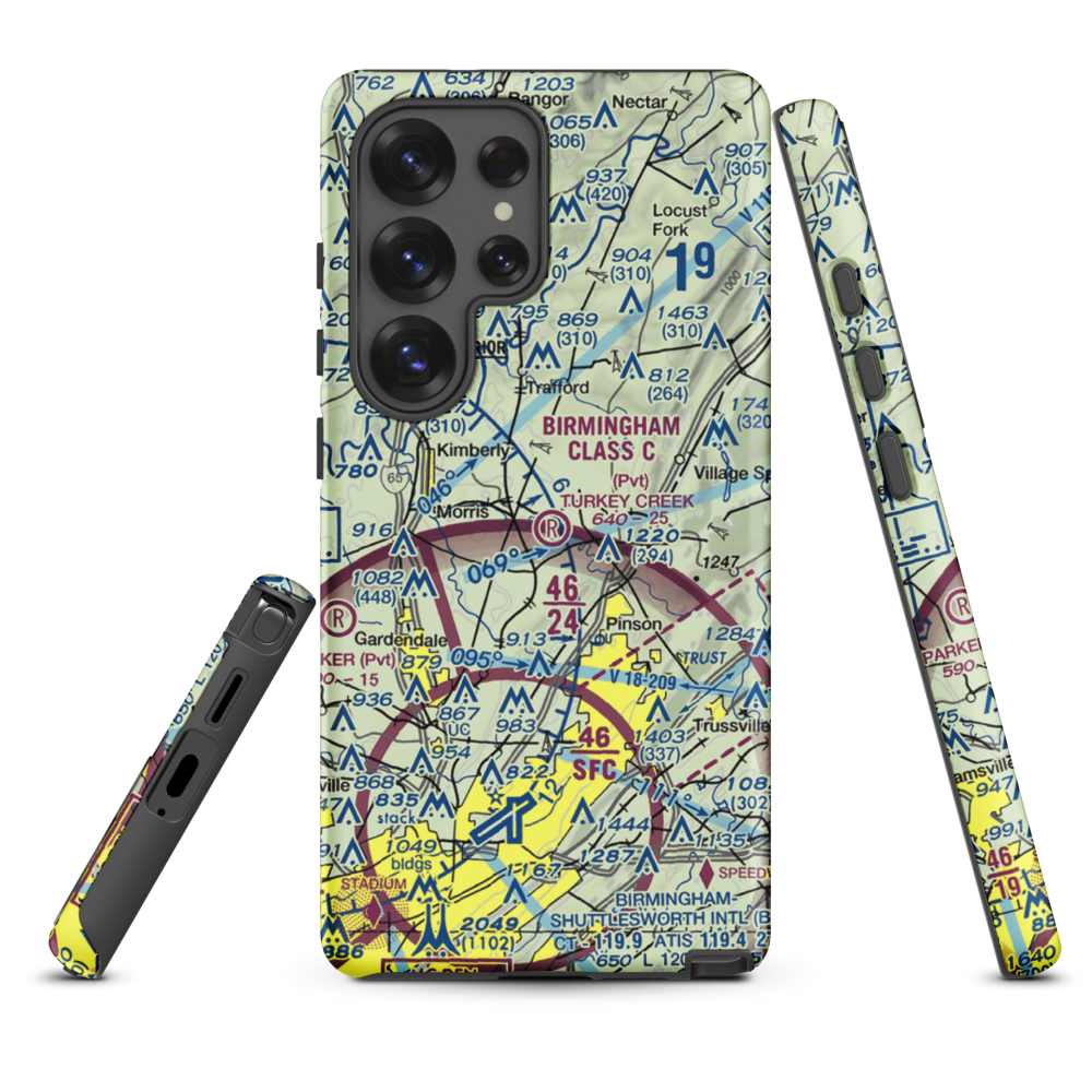 Turkey Creek Airport (AL16) VFR Sectional Samsung Phone Case Samsung Galaxy S25 Ultra model shown