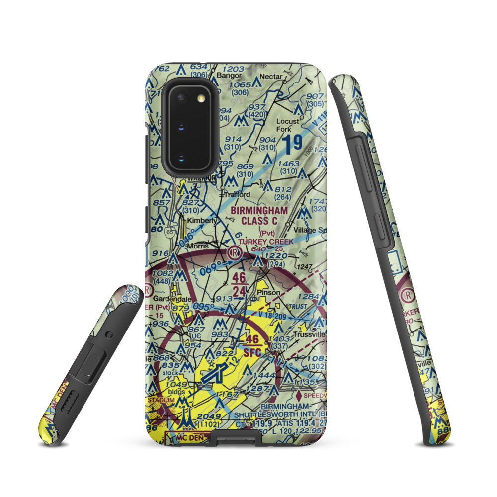 Turkey Creek Airport (AL16) VFR Sectional Samsung Phone Case Samsung Galaxy S20 model shown