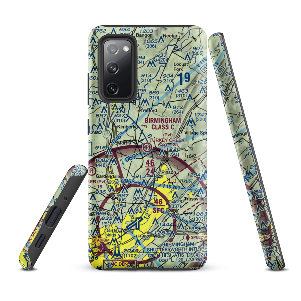 Turkey Creek Airport (AL16) VFR Sectional Samsung Phone Case Samsung Galaxy S20 FE model shown