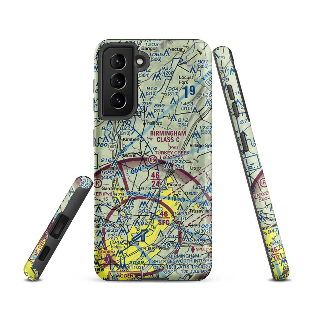 Turkey Creek Airport (AL16) VFR Sectional Samsung Phone Case Samsung Galaxy S21 model shown