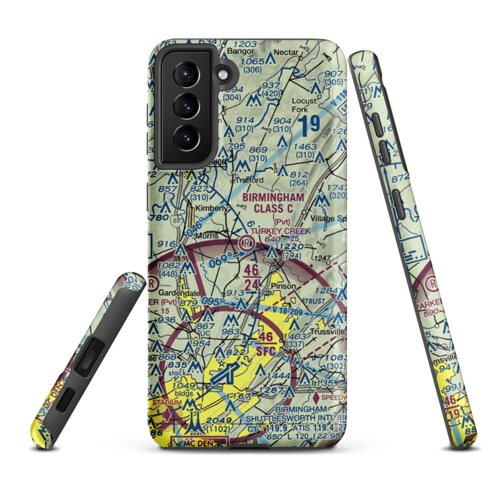 Turkey Creek Airport (AL16) VFR Sectional Samsung Phone Case Samsung Galaxy S21 FE model shown
