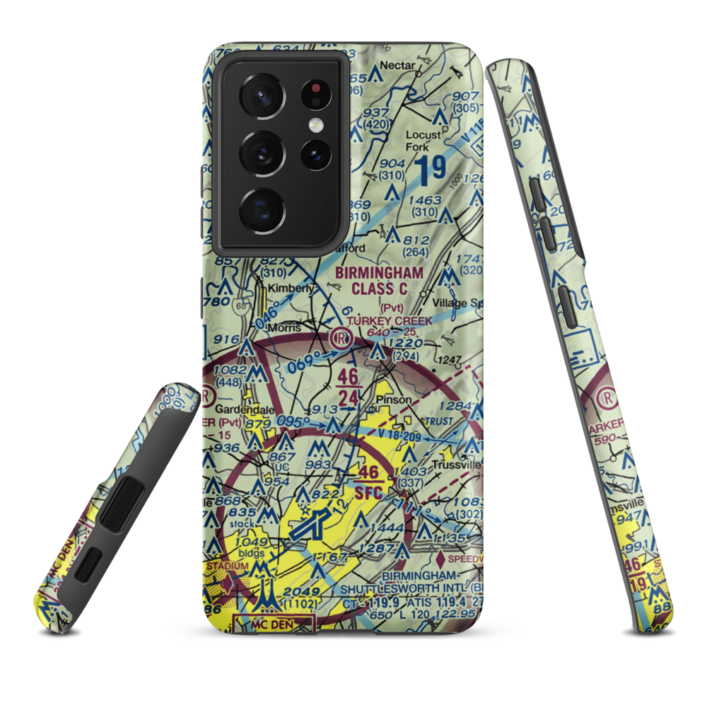 Turkey Creek Airport (AL16) VFR Sectional Samsung Phone Case Samsung Galaxy S21 Plus model shown