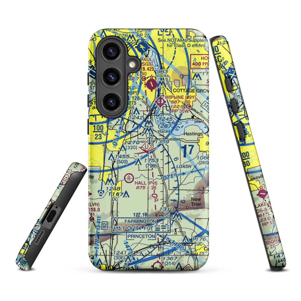 Turkey Track Airport (MY52) VFR Sectional Samsung Phone Case Samsung Galaxy S24 Plus model shown