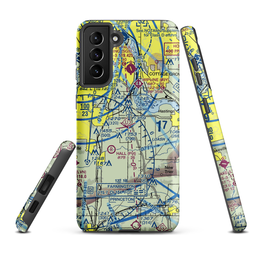 Turkey Track Airport (MY52) VFR Sectional Samsung Phone Case Samsung Galaxy S21 FE model shown