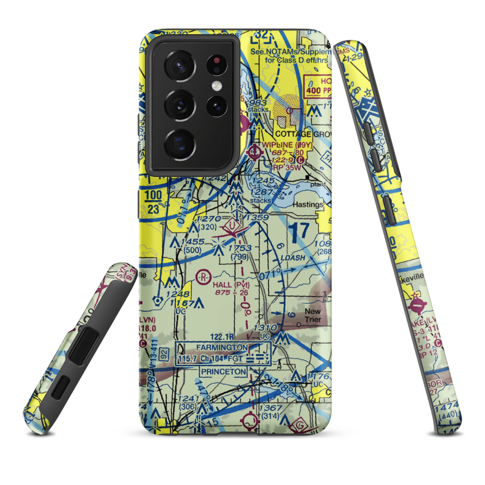 Turkey Track Airport (MY52) VFR Sectional Samsung Phone Case Samsung Galaxy S21 Plus model shown