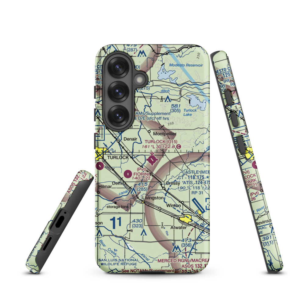 Turlock Municipal Airport (O15) VFR Sectional Samsung Phone Case Samsung Galaxy S25 model shown
