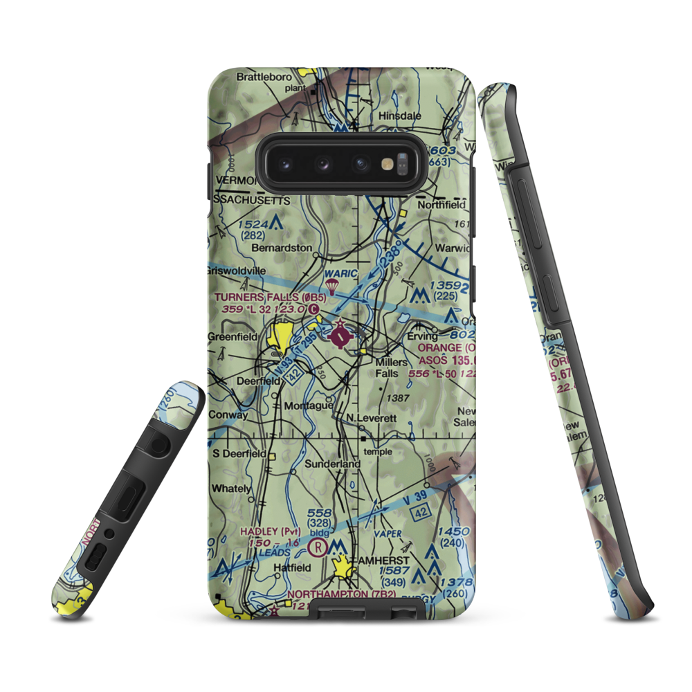 Turners Falls Airport (0B5) VFR Sectional Samsung Phone Case Samsung Galaxy S10 Plus model shown
