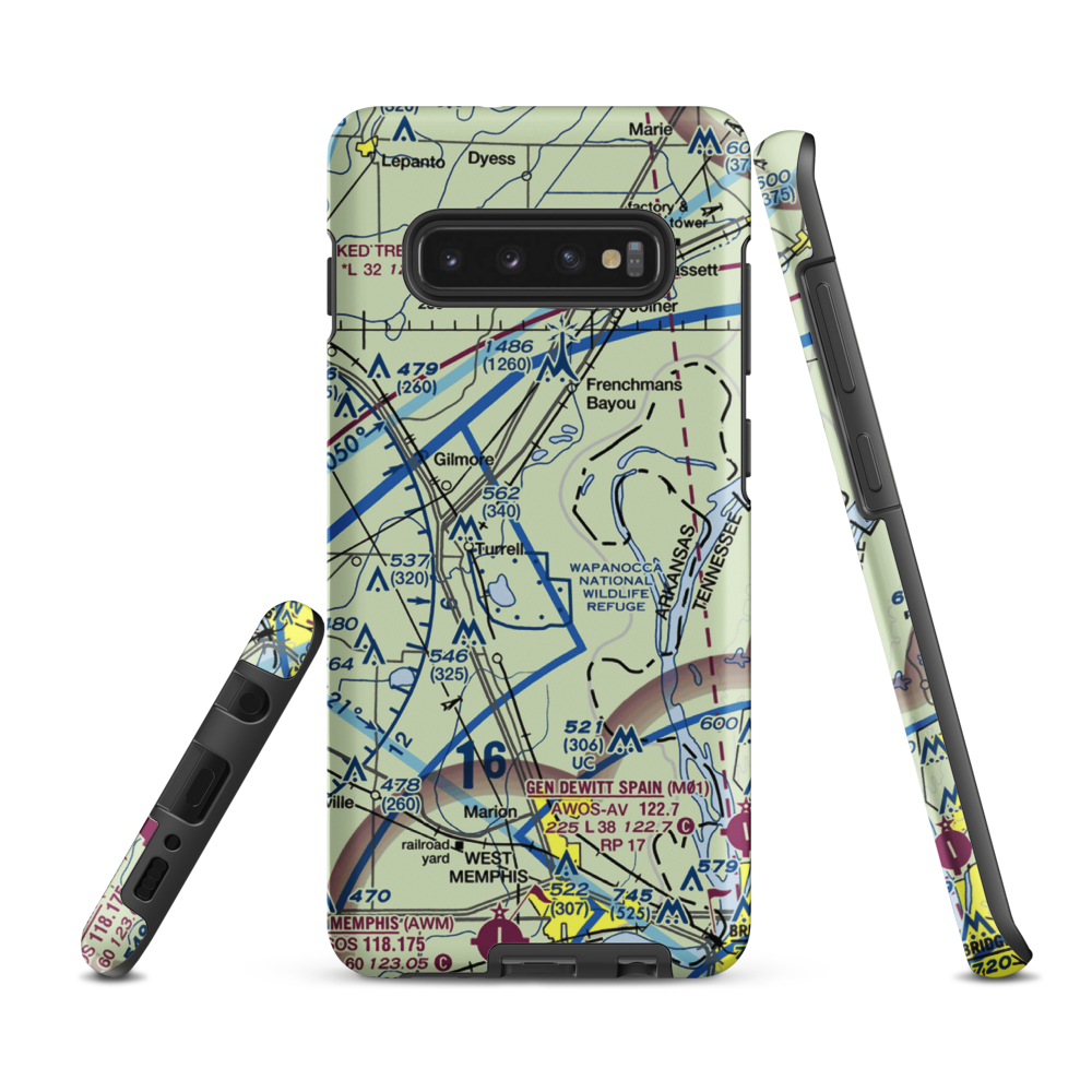 Turrell Flying Service Airport (5AR2) VFR Sectional Samsung Phone Case Samsung Galaxy S10 Plus model shown