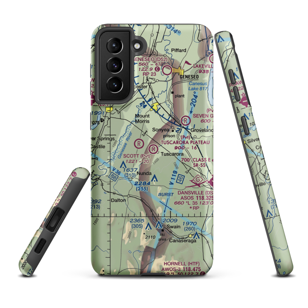 Tuscarora Plateau Airport (3NK6) VFR Sectional Samsung Phone Case Samsung Galaxy S21 Plus model shown