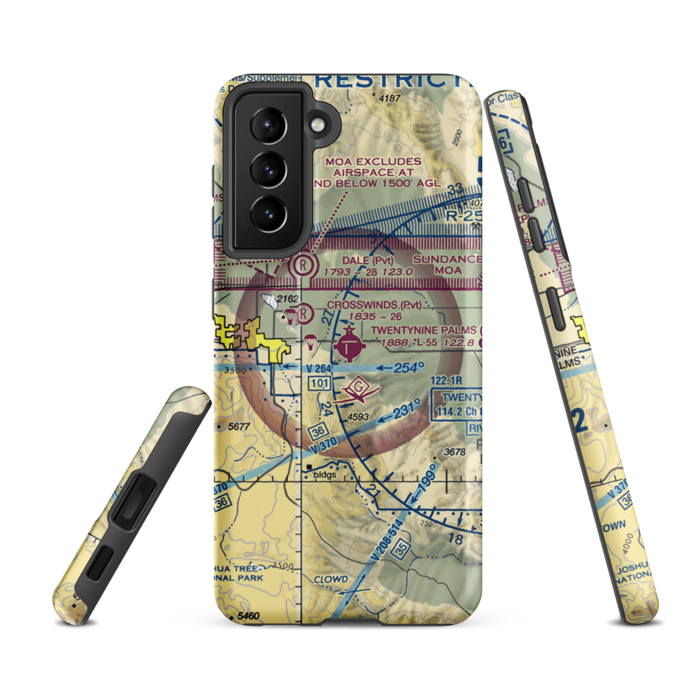 Twentynine Palms Airport (TNP) VFR Sectional Samsung Phone Case Samsung Galaxy S21 FE model shown