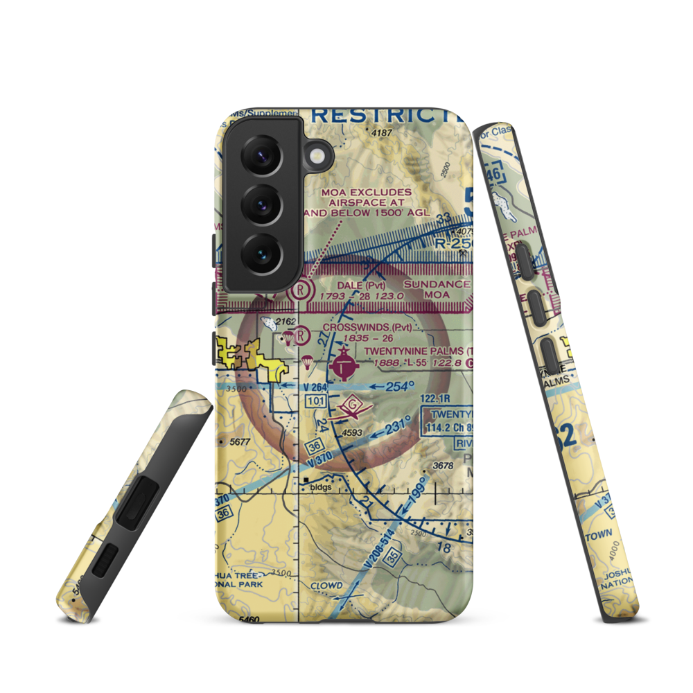 Twentynine Palms Airport (TNP) VFR Sectional Samsung Phone Case Samsung Galaxy S22 model shown