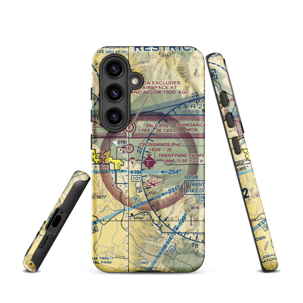 Twentynine Palms Airport (TNP) VFR Sectional Samsung Phone Case Samsung Galaxy S24 model shown