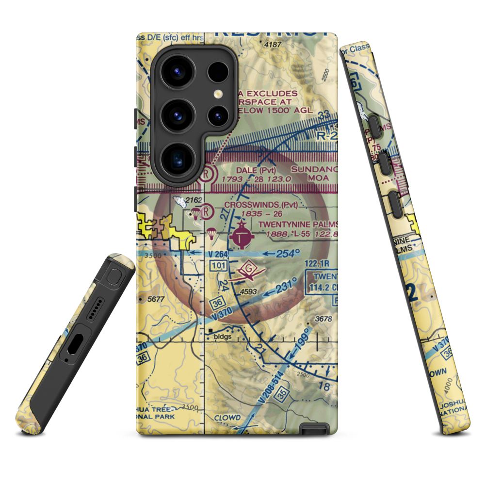 Twentynine Palms Airport (TNP) VFR Sectional Samsung Phone Case Samsung Galaxy S24 Ultra model shown