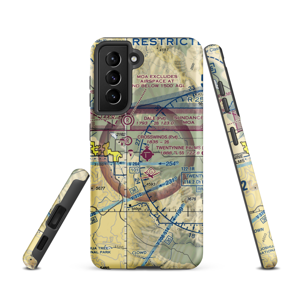 Twentynine Palms Airport (TNP) VFR Sectional Samsung Phone Case Samsung Galaxy S21 model shown