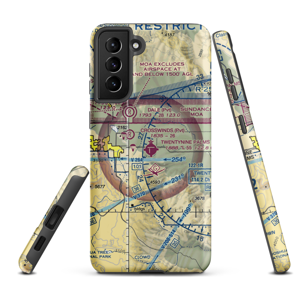 Twentynine Palms Airport (TNP) VFR Sectional Samsung Phone Case Samsung Galaxy S21 Plus model shown