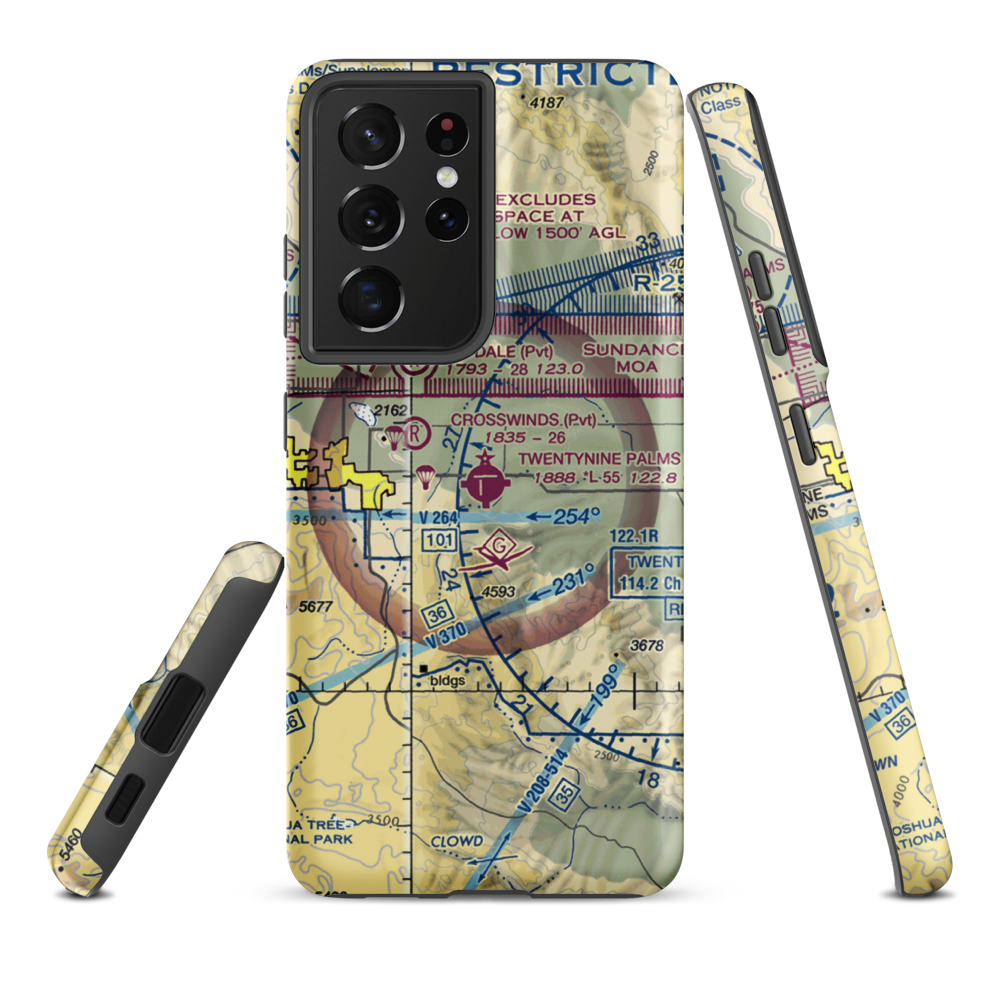 Twentynine Palms Airport (TNP) VFR Sectional Samsung Phone Case Samsung Galaxy S21 Ultra model shown