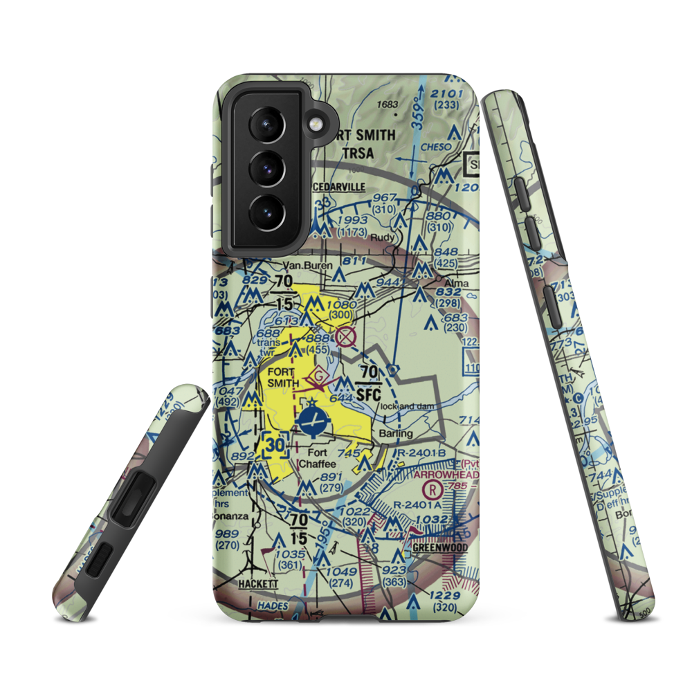 Twin Cities Airport (39AR) VFR Sectional Samsung Phone Case Samsung Galaxy S21 FE model shown