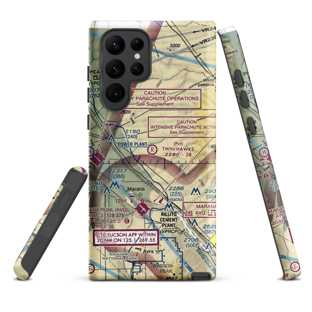 Twin Hawks Airpark (AZ63) VFR Sectional Samsung Phone Case Samsung Galaxy S22 Ultra model shown