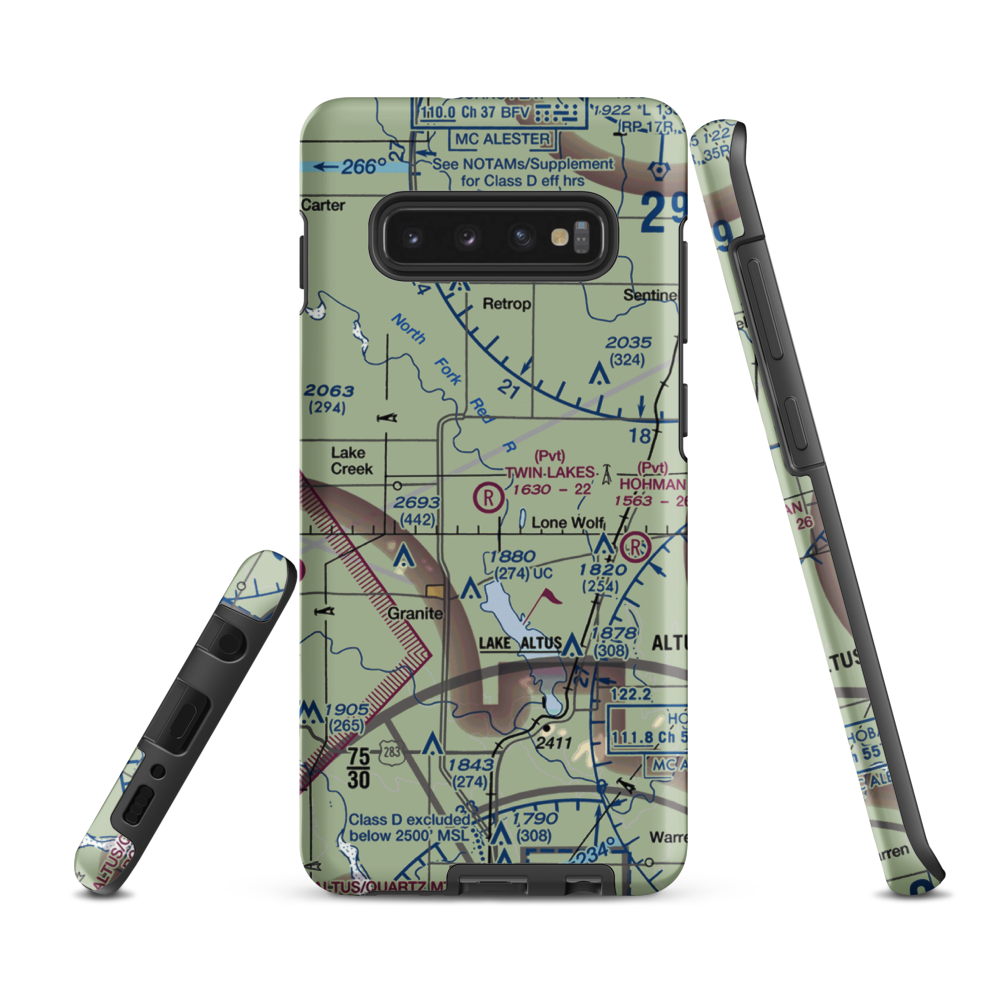 Twin Lakes Ranch Airport (81OK) VFR Sectional Samsung Phone Case Samsung Galaxy S10 Plus model shown