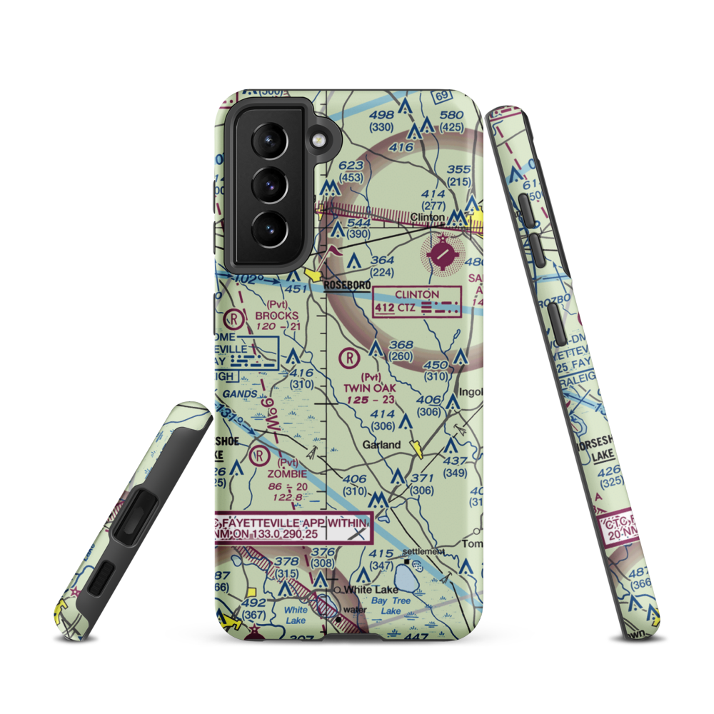 Twin Oak Airport (NC69) VFR Sectional Samsung Phone Case Samsung Galaxy S21 model shown