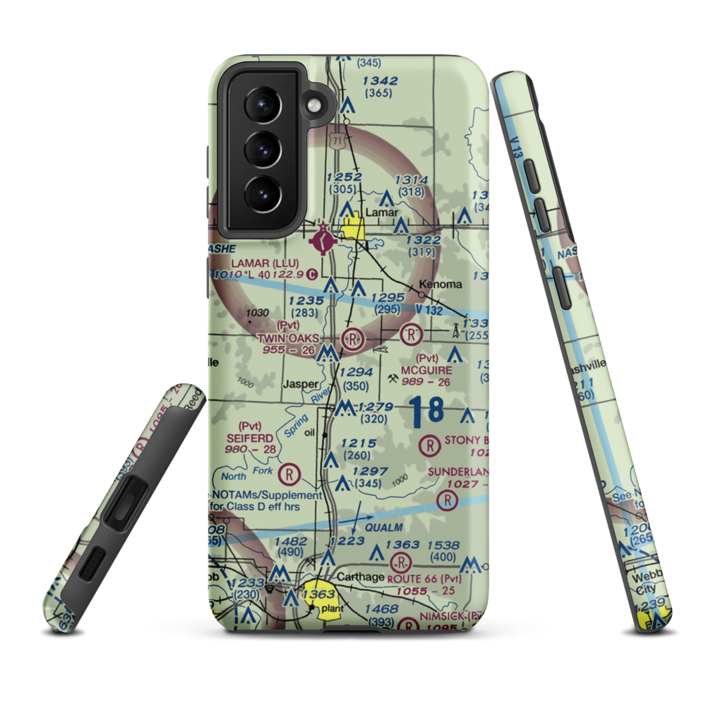 Twin Oaks Airport (08MO) VFR Sectional Samsung Phone Case Samsung Galaxy S21 Plus model shown