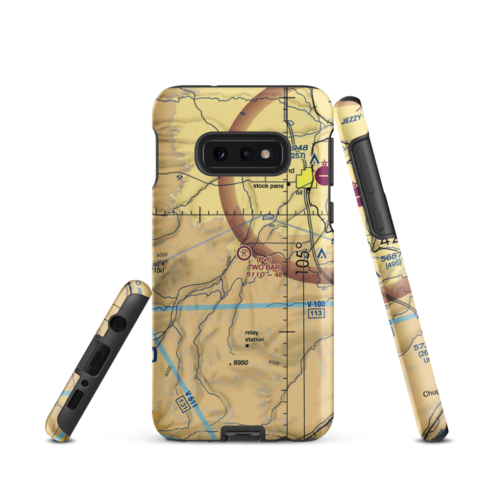 Two Bar Ranch Airport (WY59) VFR Sectional Samsung Phone Case Samsung Galaxy S10e model shown