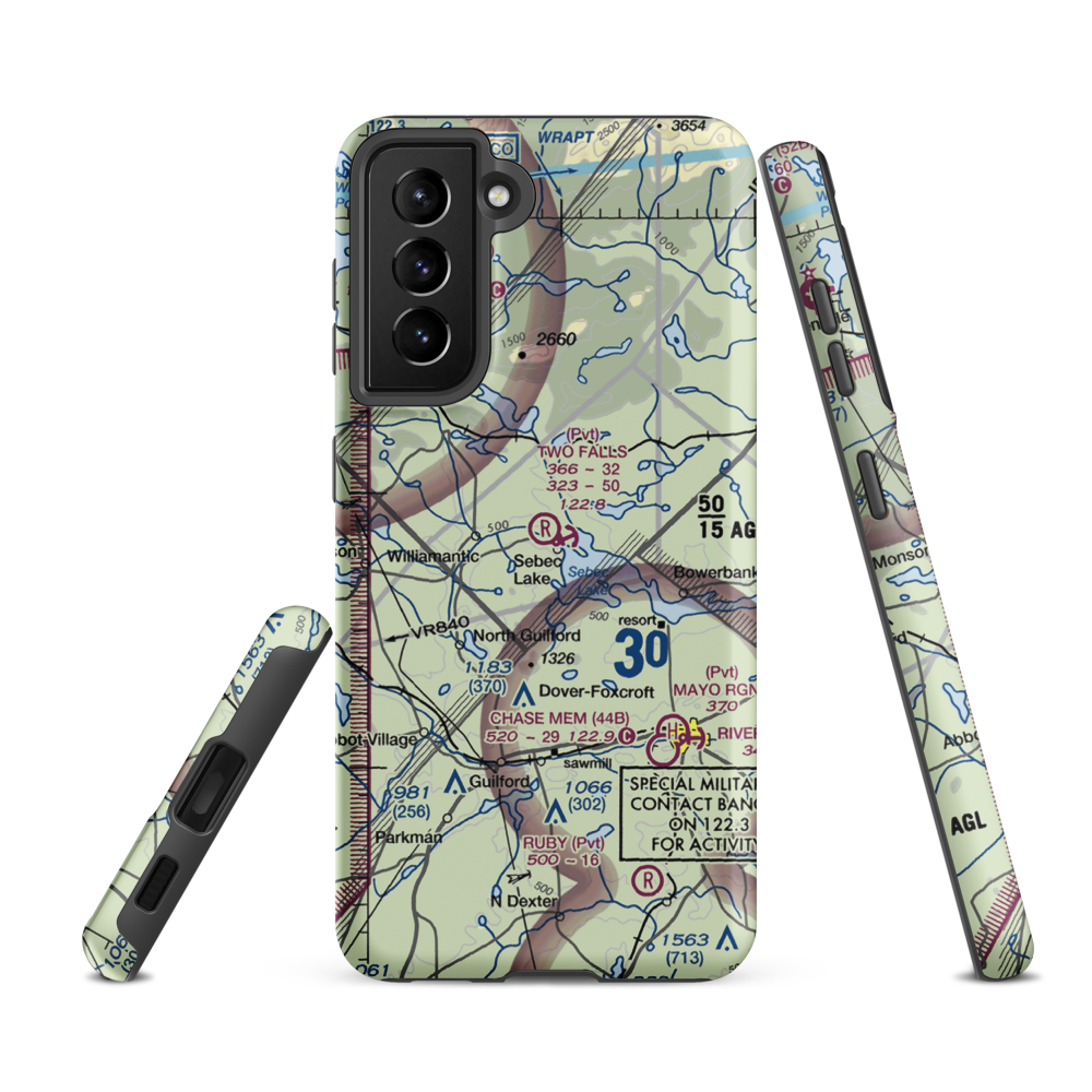 Two Falls Airport (ME79) VFR Sectional Samsung Phone Case Samsung Galaxy S21 FE model shown