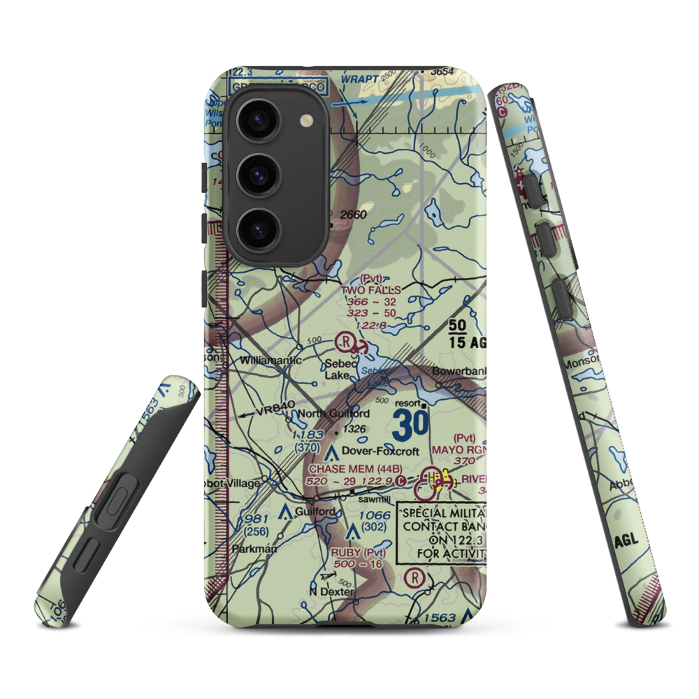 Two Falls Airport (ME79) VFR Sectional Samsung Phone Case Samsung Galaxy S23 Plus model shown