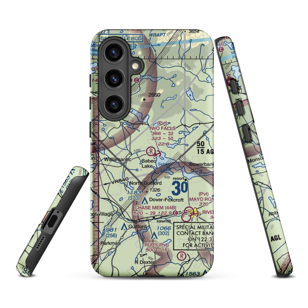 Two Falls Airport (ME79) VFR Sectional Samsung Phone Case Samsung Galaxy S24 Plus model shown