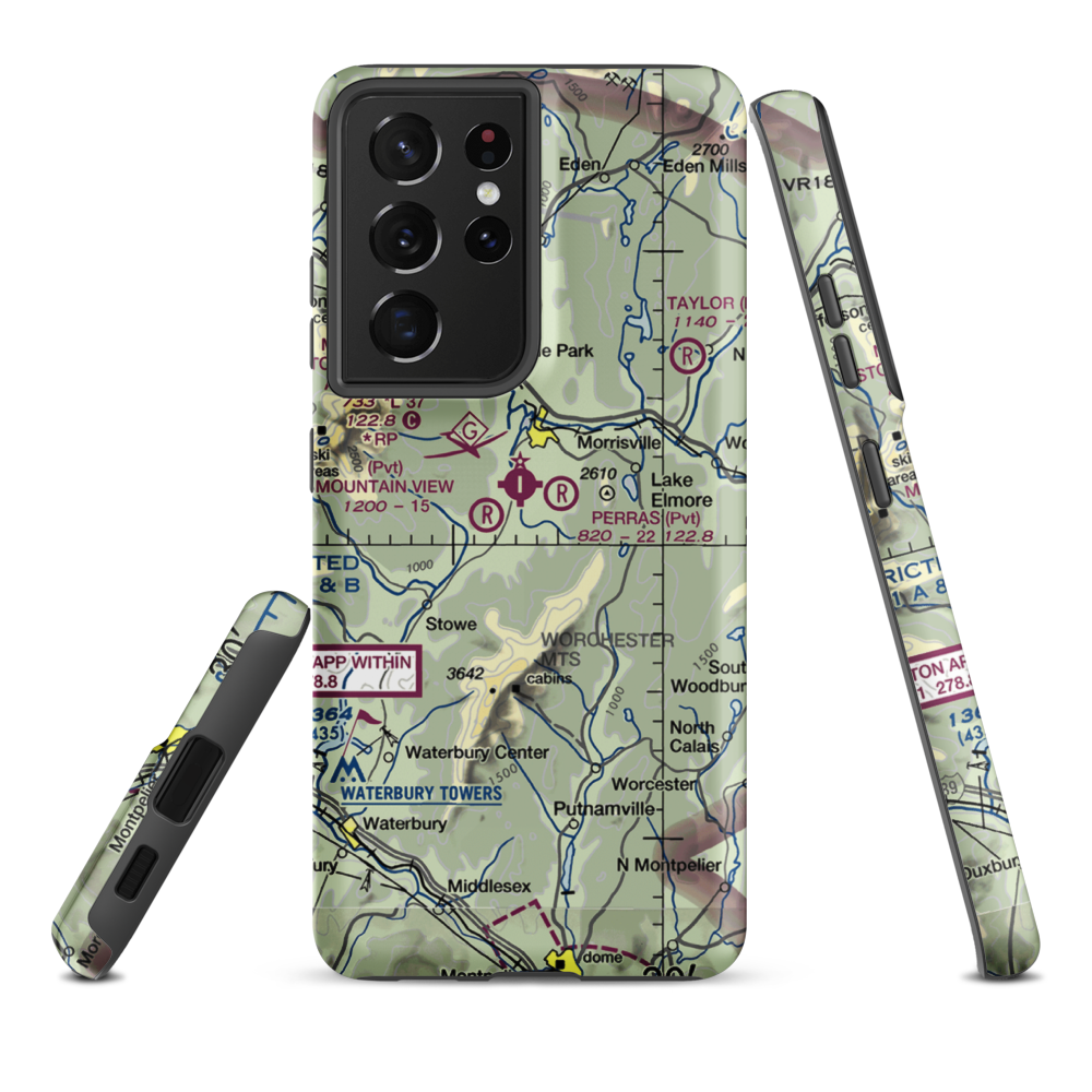 Two Tails Airport (VT42) VFR Sectional Samsung Phone Case Samsung Galaxy S21 Ultra model shown