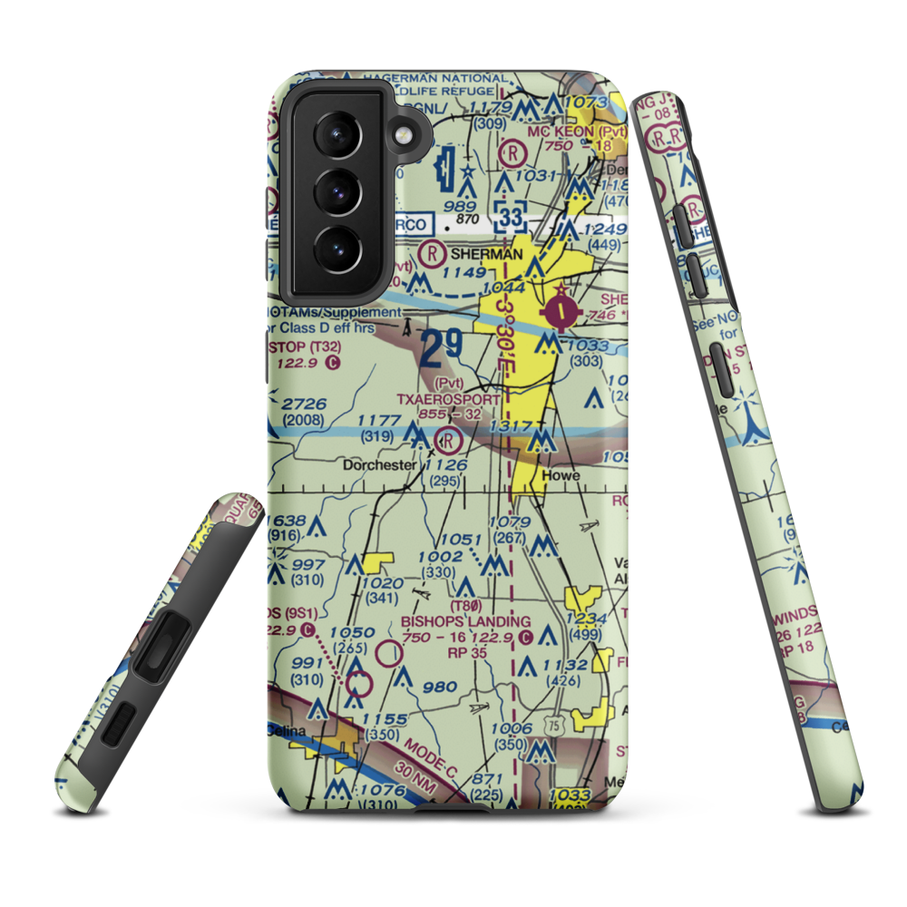 TxAeroSport Aerodrome (6TS3) VFR Sectional Samsung Phone Case Samsung Galaxy S21 Plus model shown